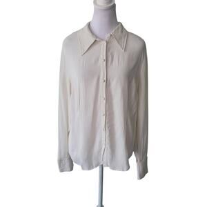 Boden‎ Size 14 Fitted Workwear Shirt Relaxed Fit White Button Up Long sleeve
